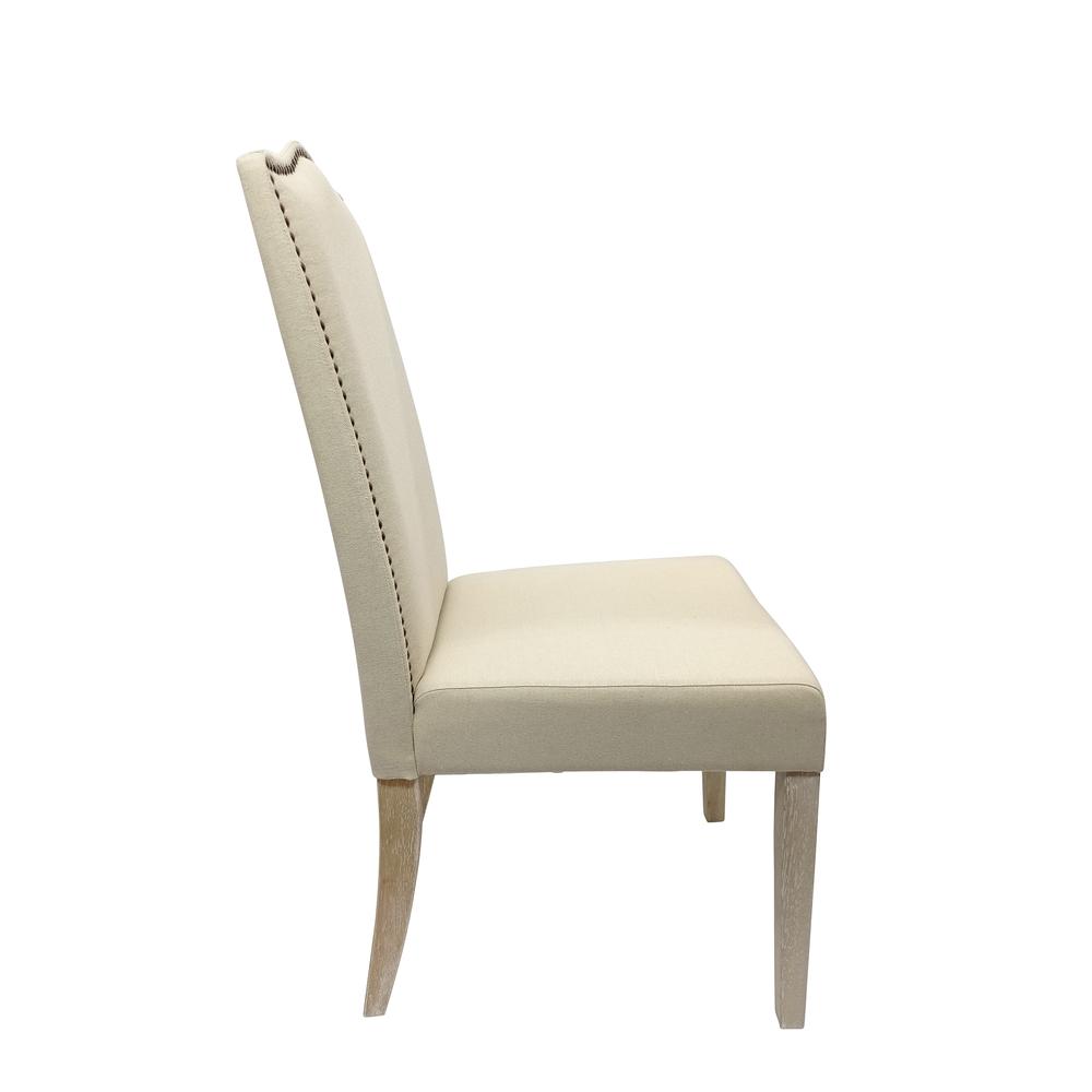 Romero Parson Chair - Natural Driftwood - Linen Upholstery. Picture 3