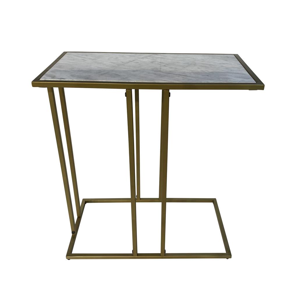 Serena End Table - White Marble - Industrial. Picture 2