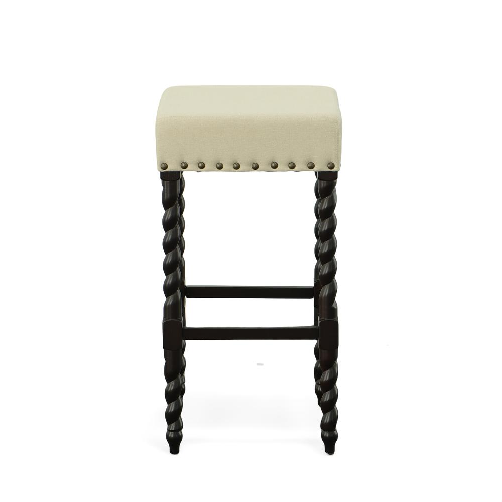 Remick 30" Barstool - Espresso - Linen Upholstery. Picture 3