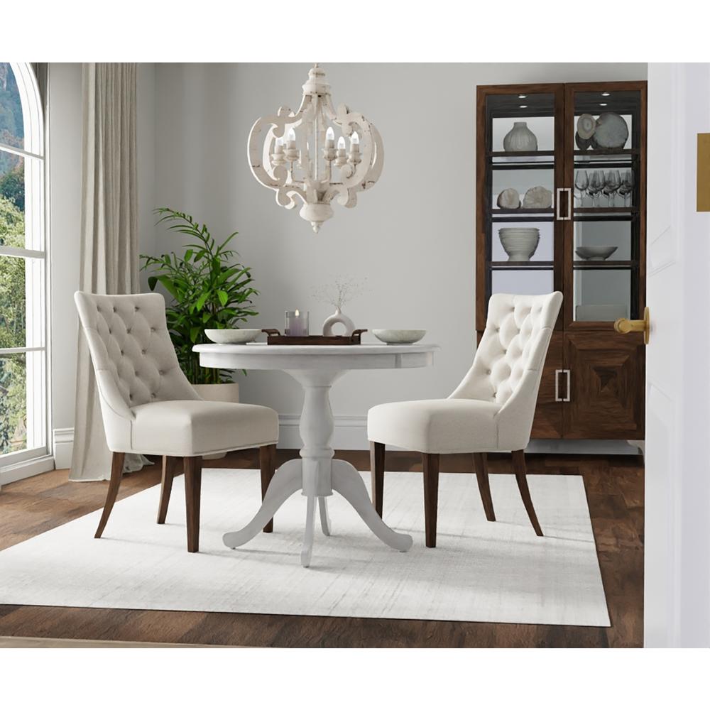 Fairview 36" Round Pedestal Dining Table - Whitewash. Picture 5