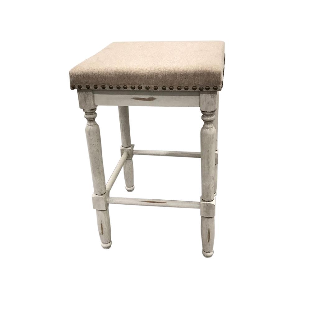 Biltmore Saddle Barstool - Set of 2 - Sand - Beige Upholstery. Picture 2