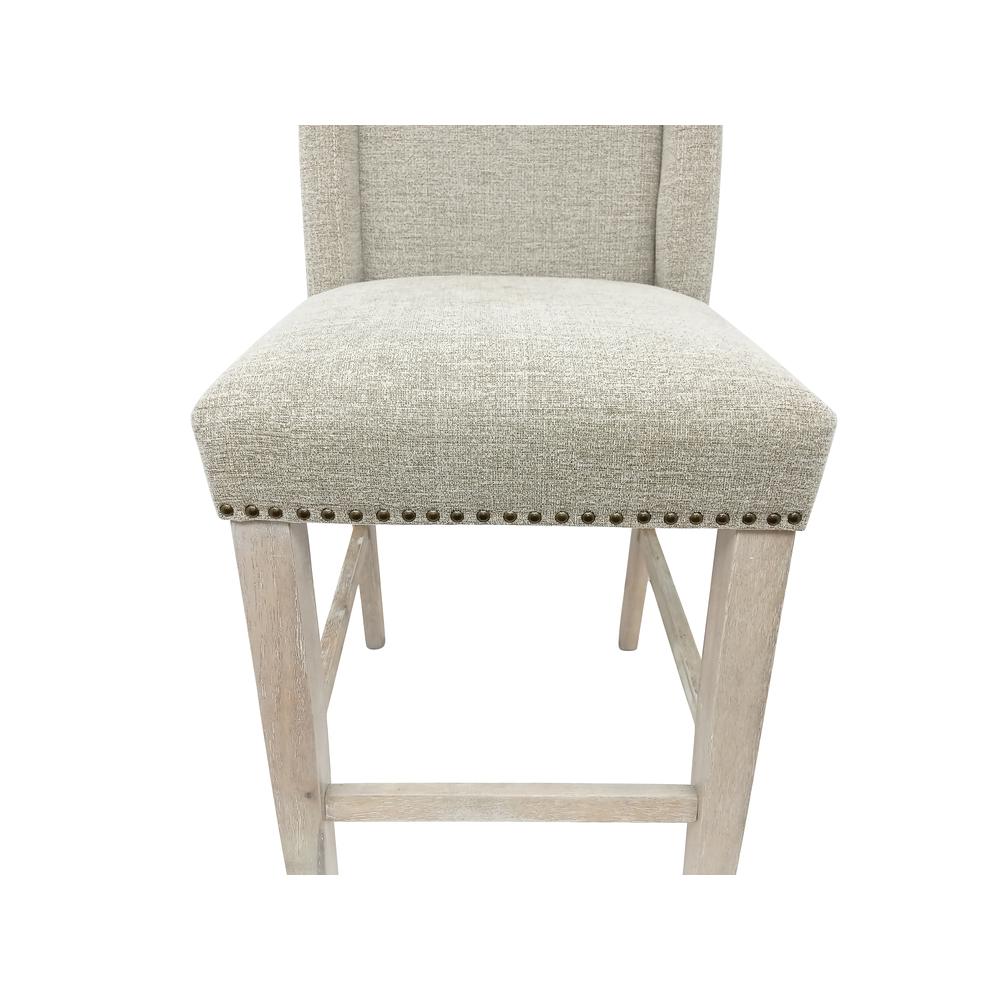 Upholstered 24" Counter Stool - Set of 2 - Natural Driftwood - Fawn Upholstery. Picture 3