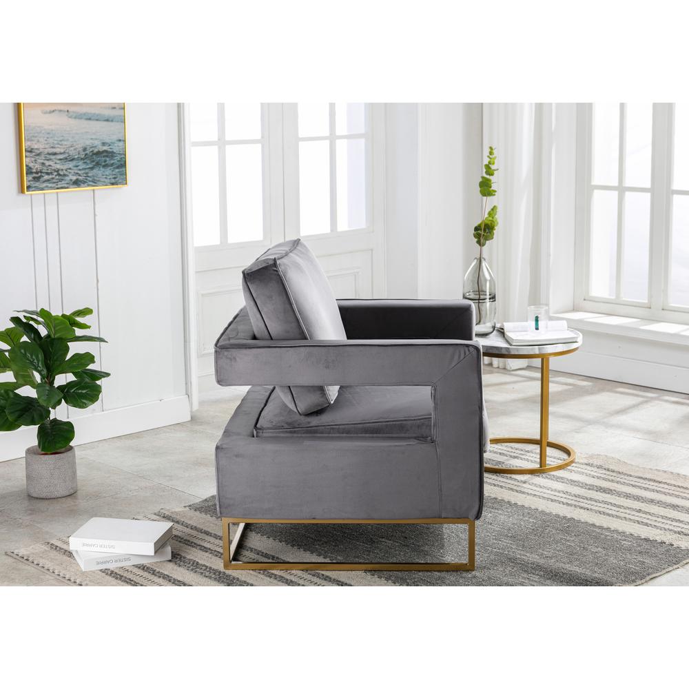 Adadon Velvet Upholstered Armchair - Gray. Picture 9