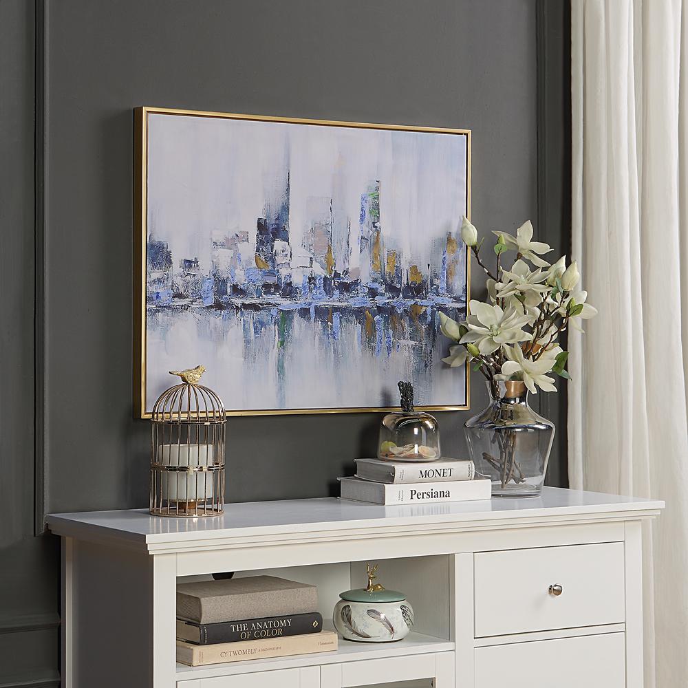 Cityscape Abstract Wall Art - Gold Frame - Large. Picture 4