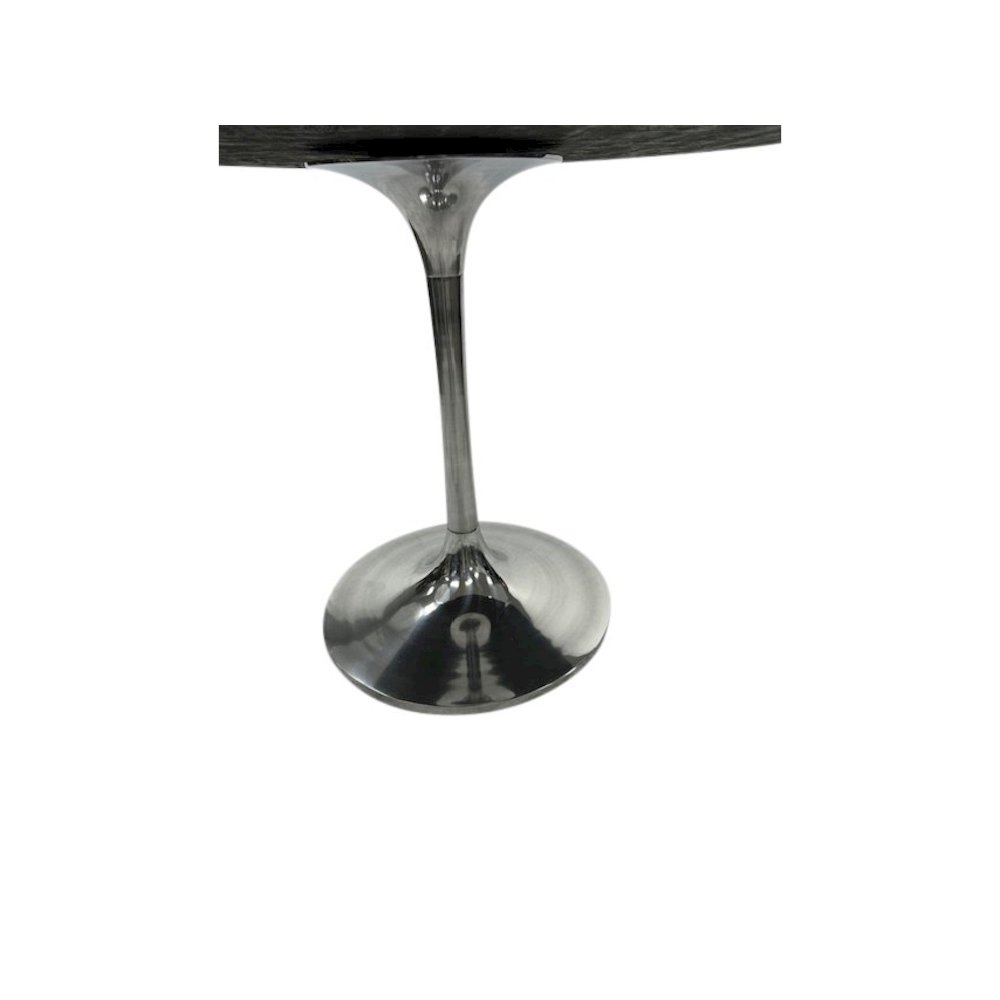 Alden Wood Top 36" Round Dining Table - Warm Black Top - Chrome Base. Picture 3