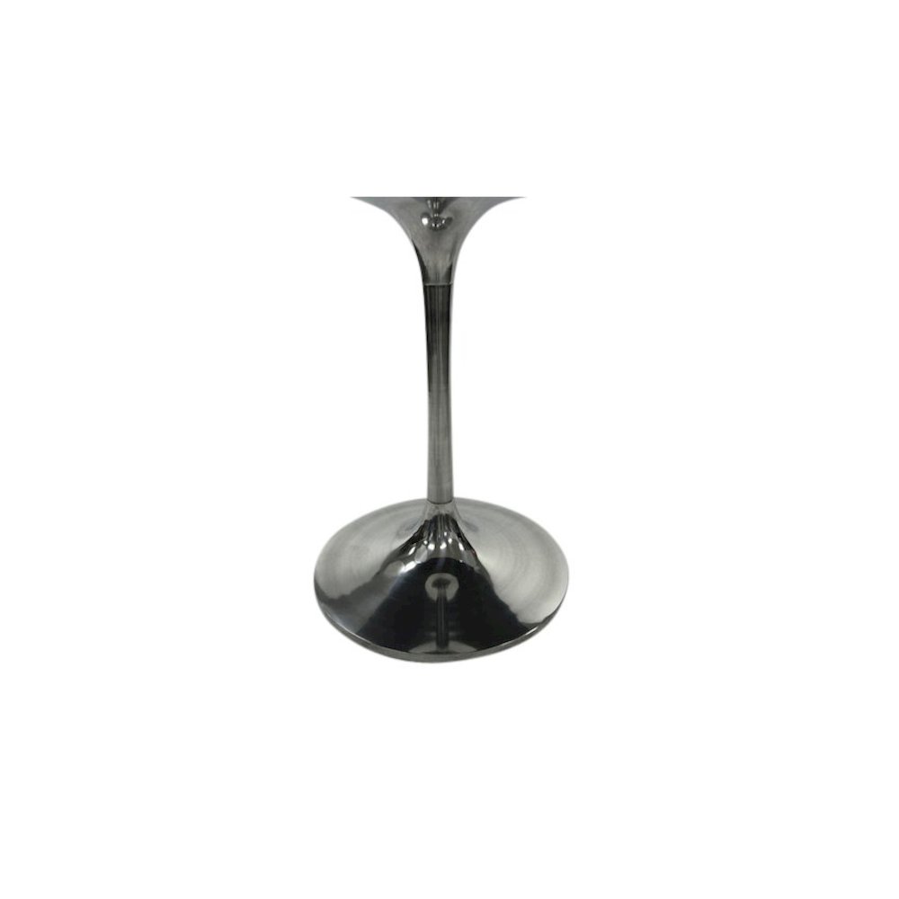 Alden Wood Top 36" Round Dining Table - Warm Black Top - Chrome Base. Picture 4