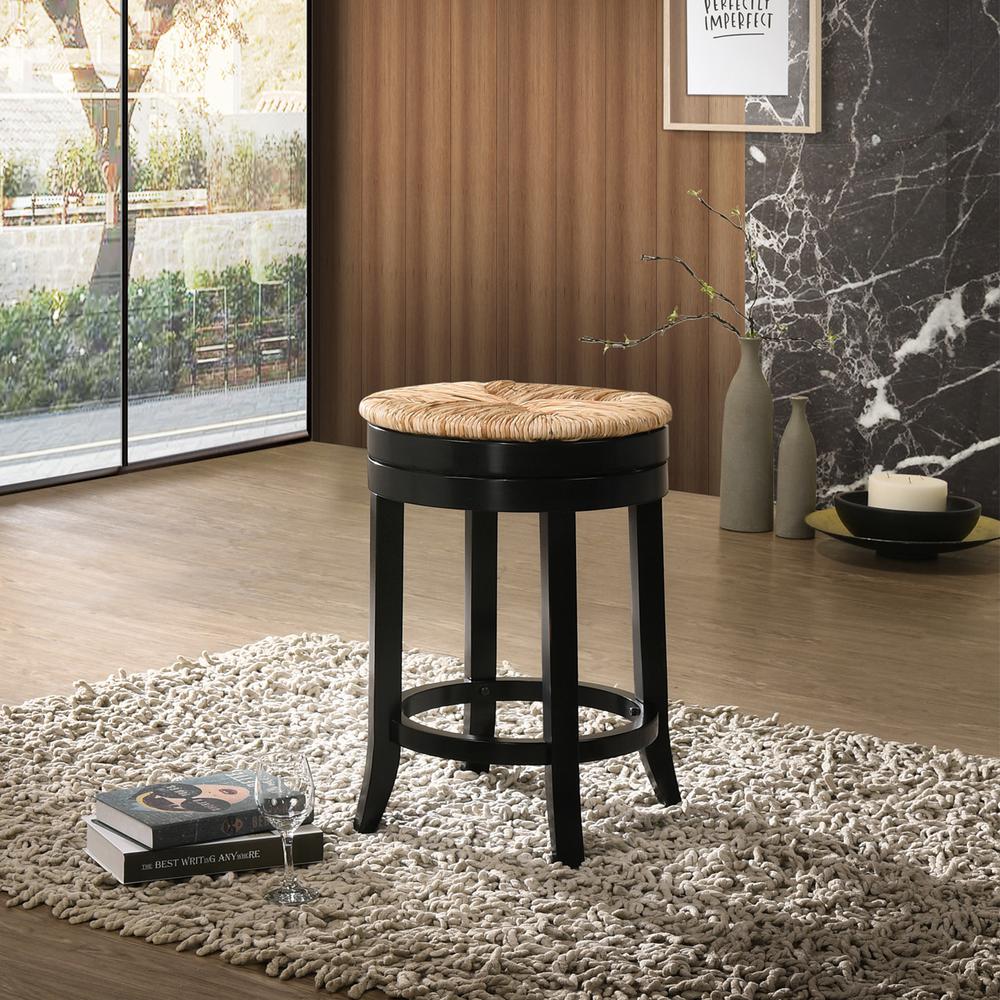 Irving 24" Swivel Rush Seat Counter Stool - Antique Black. Picture 4