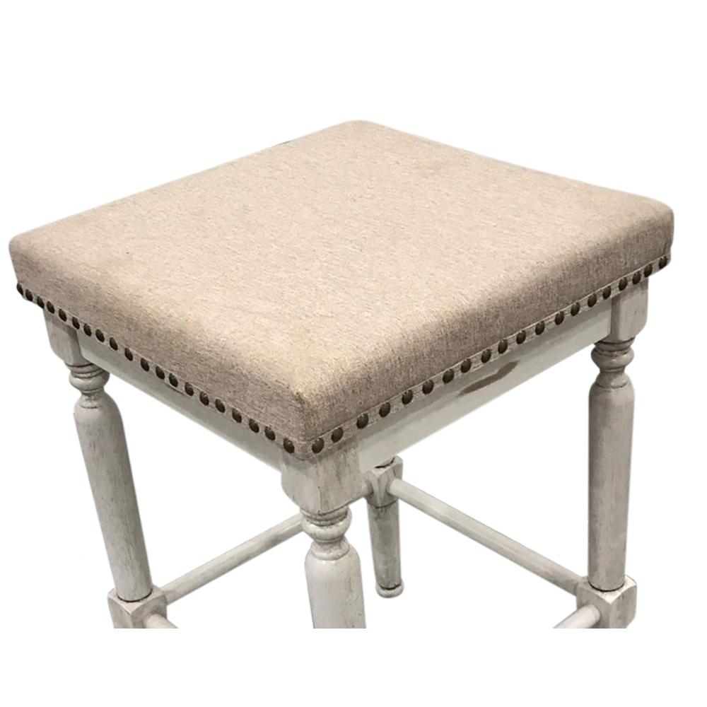Biltmore Saddle Barstool - Set of 2 - Sand - Beige Upholstery. Picture 4
