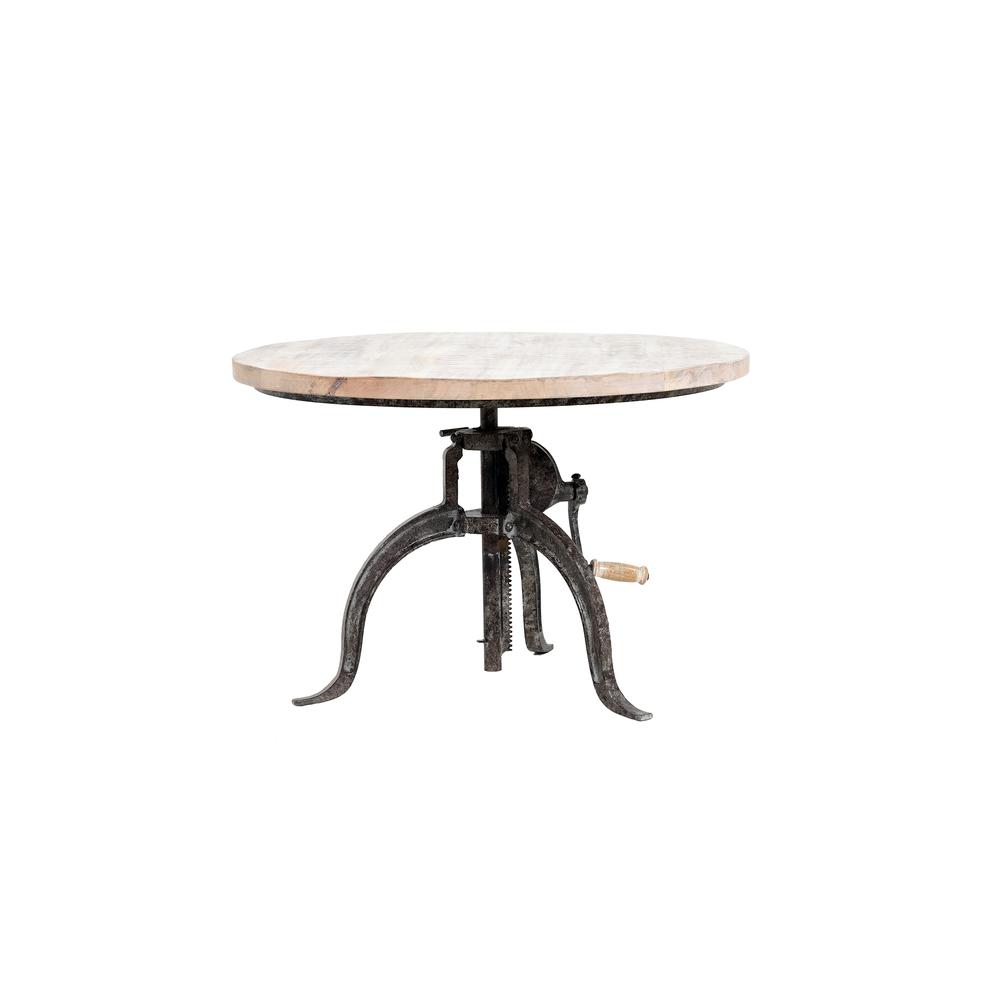 Adjustable Height Rustic Coffee Table - Natural Driftwood Top - Aged Iron Base. Picture 3