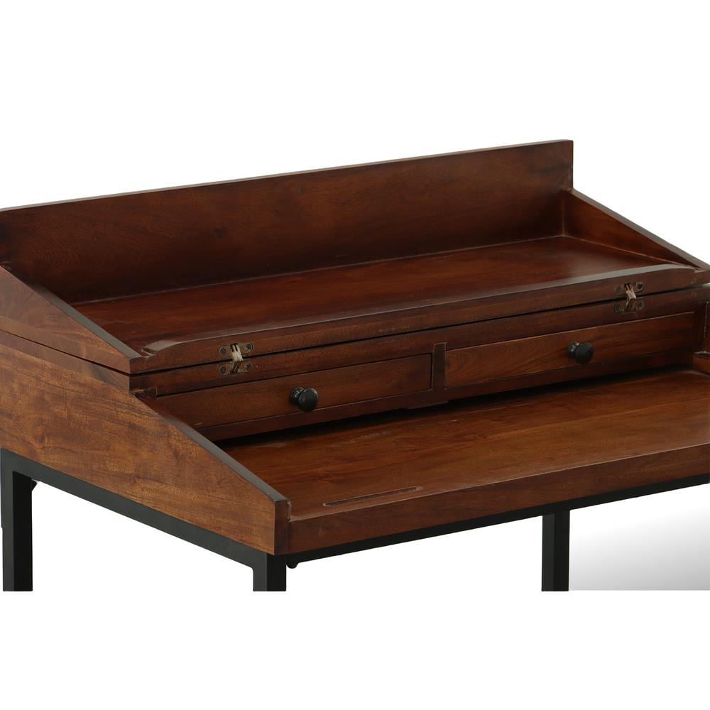 Raleigh Rustic Top Writing Desk - Chestnut/Black. Picture 2