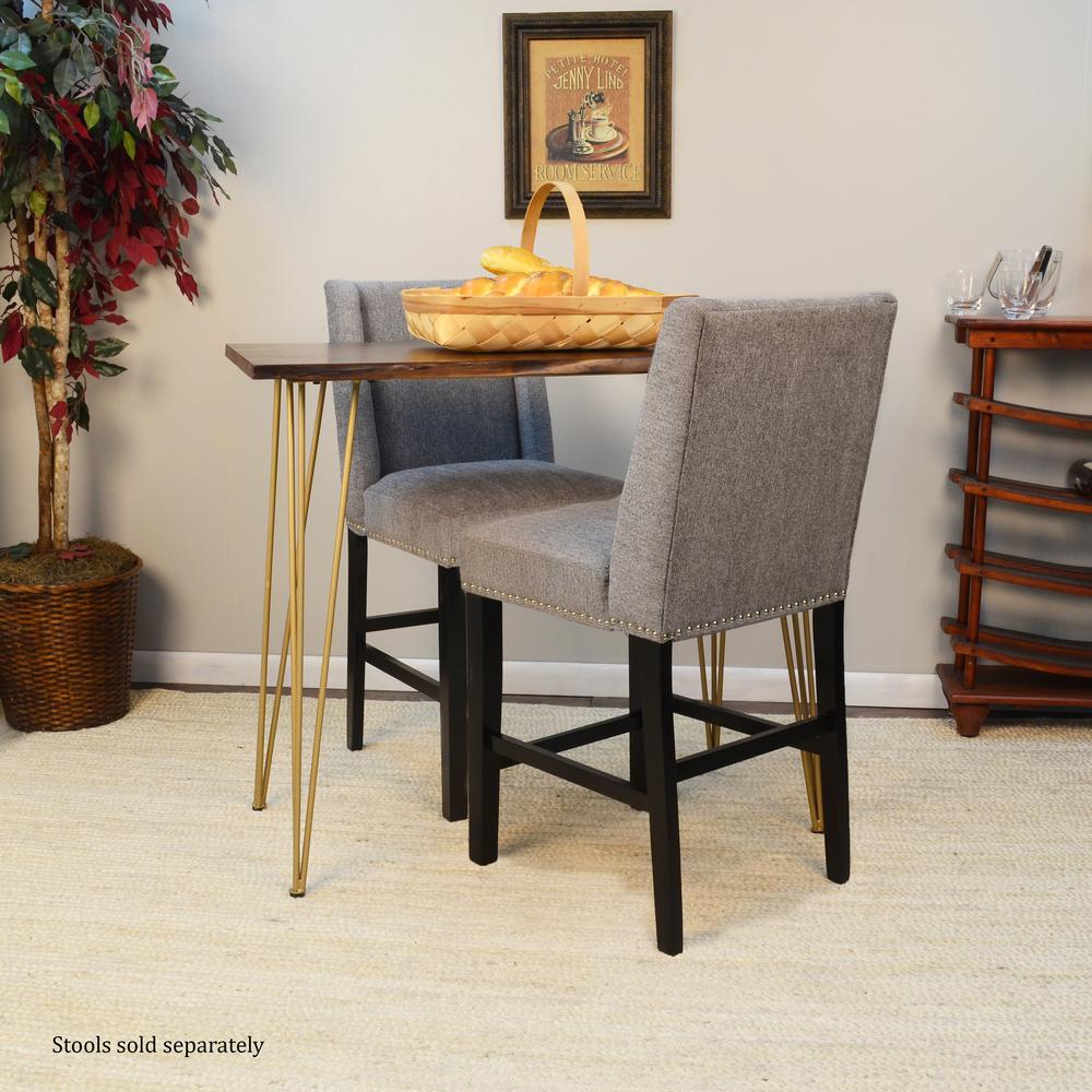 Seti Live Edge Bar Table - Elm Top - Gold Base. Picture 7