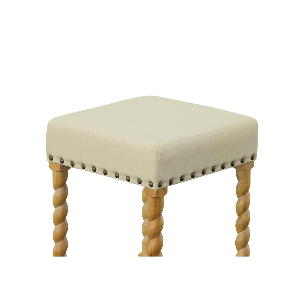 Remick 30" Barstool - Natural Oak - Linen Upholstery. Picture 3