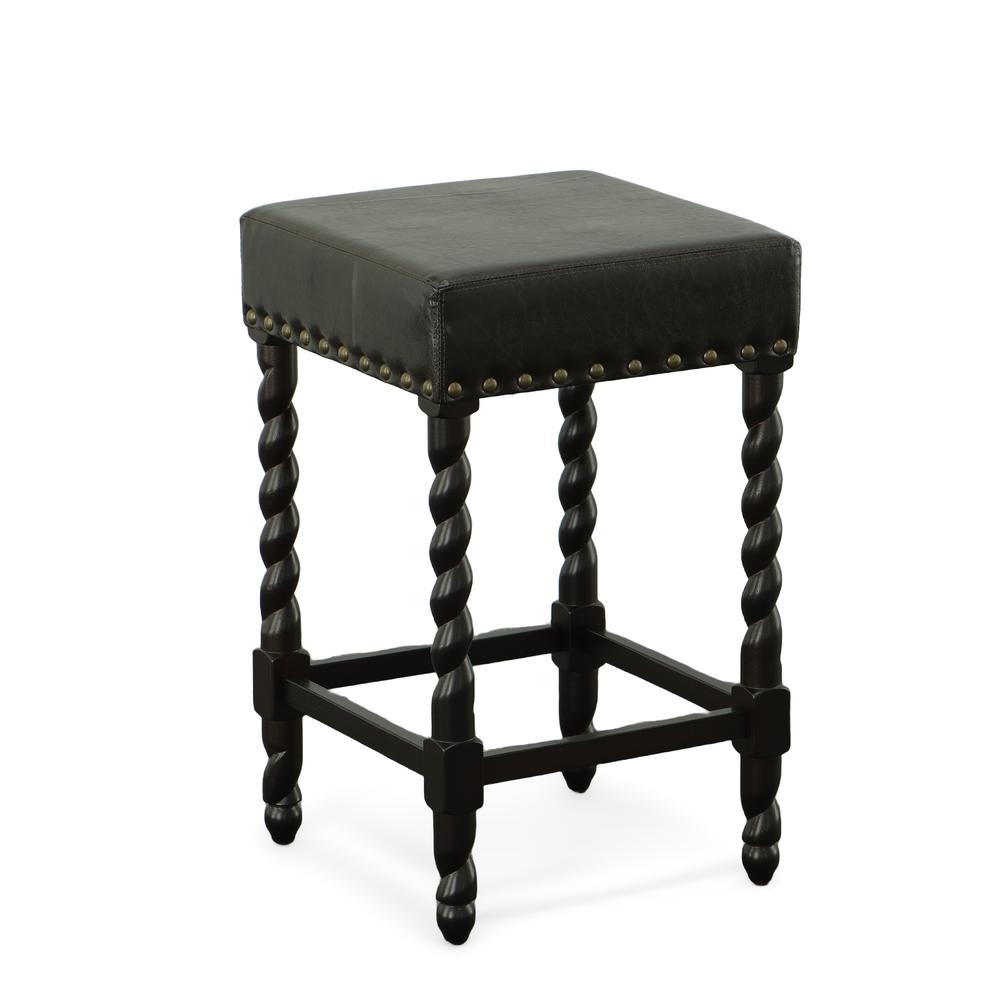 Remick 24" Counter Stool - Espresso - Brown Leatherette Upholstery. Picture 1