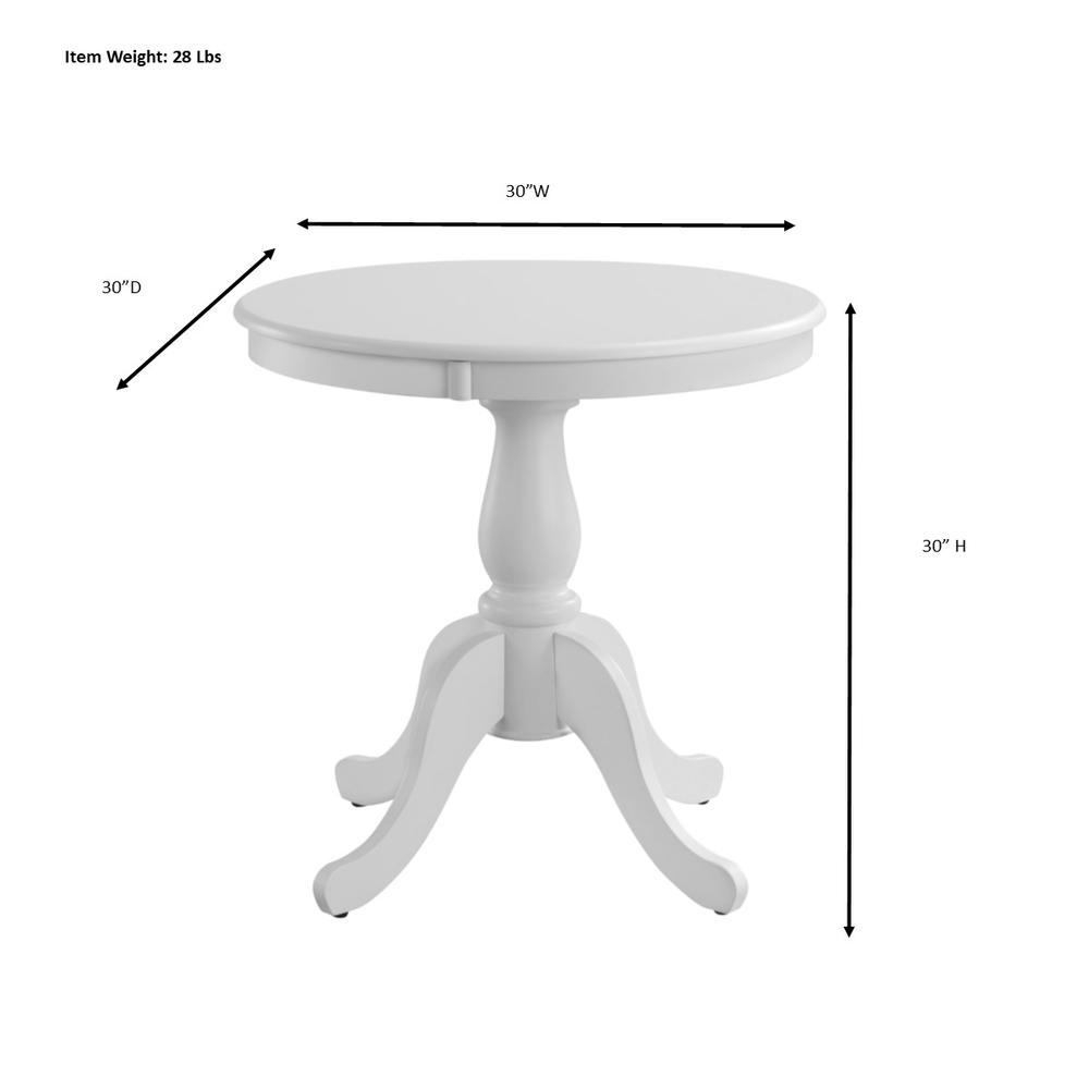 Fairview 36" Round Pedestal Dining Table - White. Picture 7