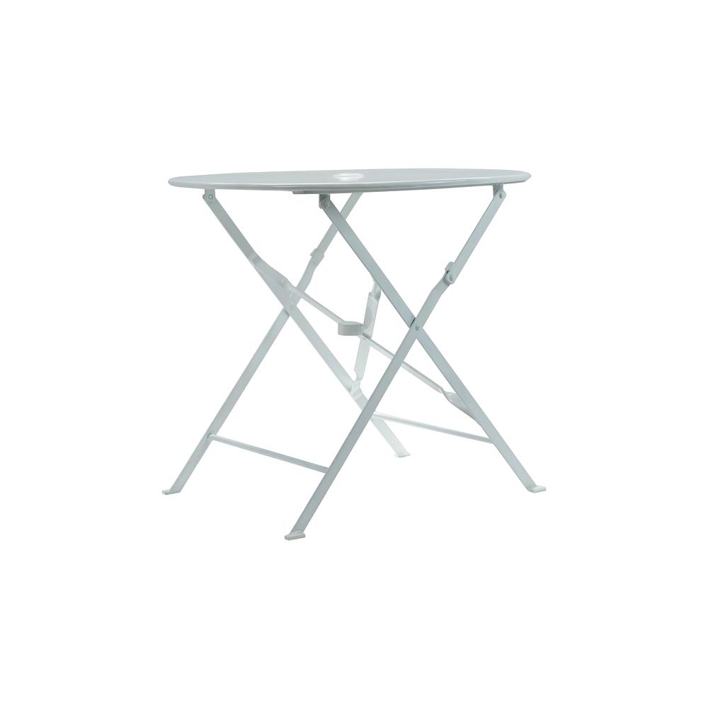 Bistro 30" Round Folding Outdoor Table - Umbrella Hole - White. Picture 3