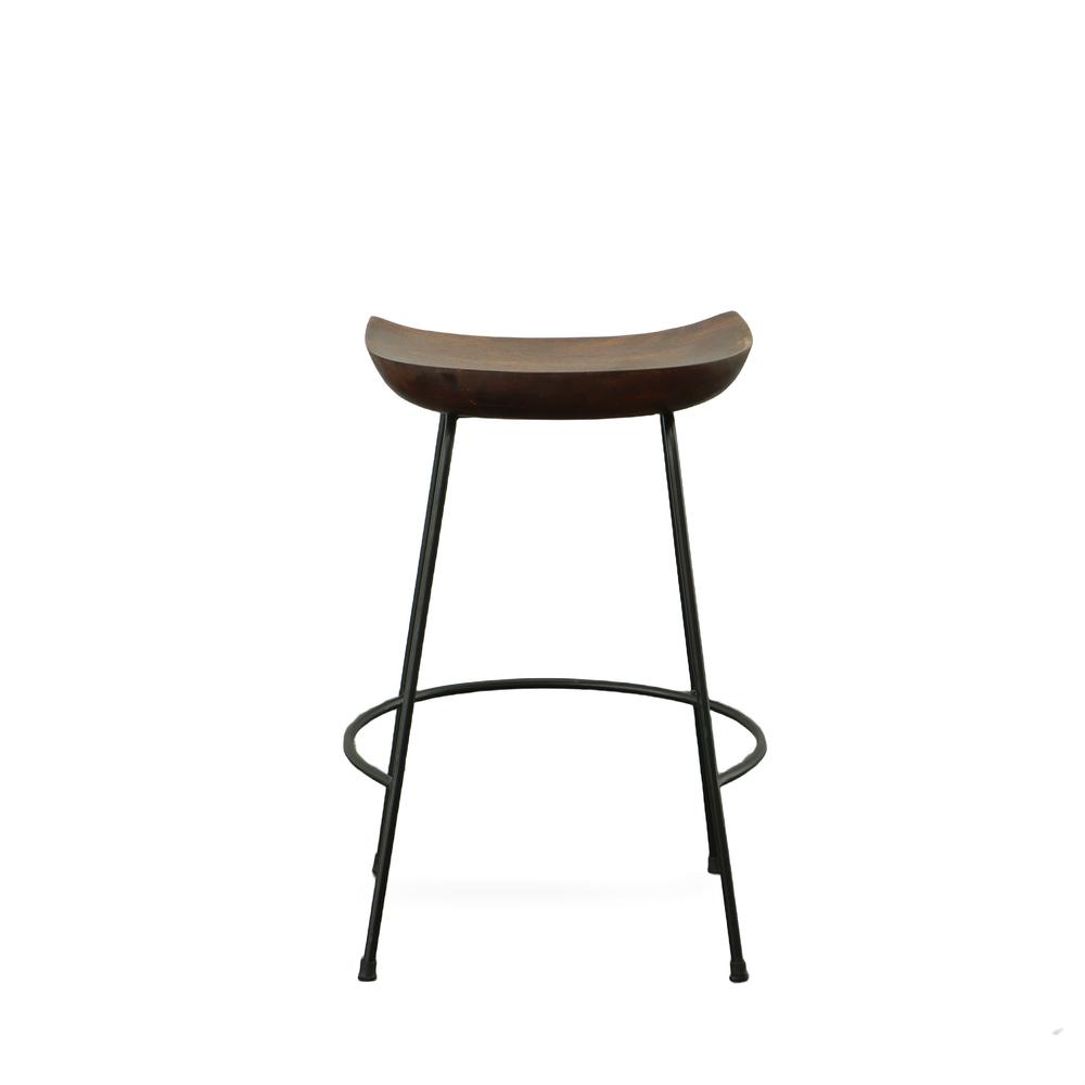 Diya 24.5" Counter Stool - Set of 2 - Chestnut Seat - Black Base. Picture 2