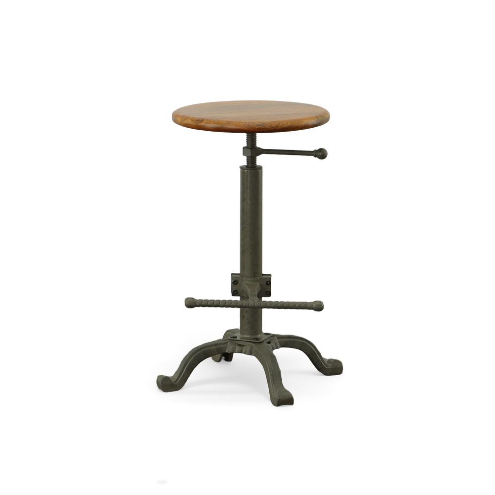 Justin Adjustable Barstool - Chestnut Seat - Industrial Base. Picture 3