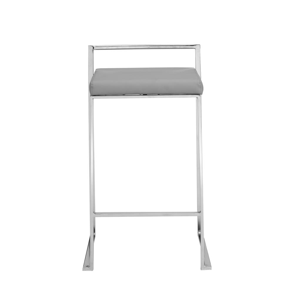 Lucien 25.25" Upholstered Counter Stool - Grey - Grey Upholstery. Picture 4