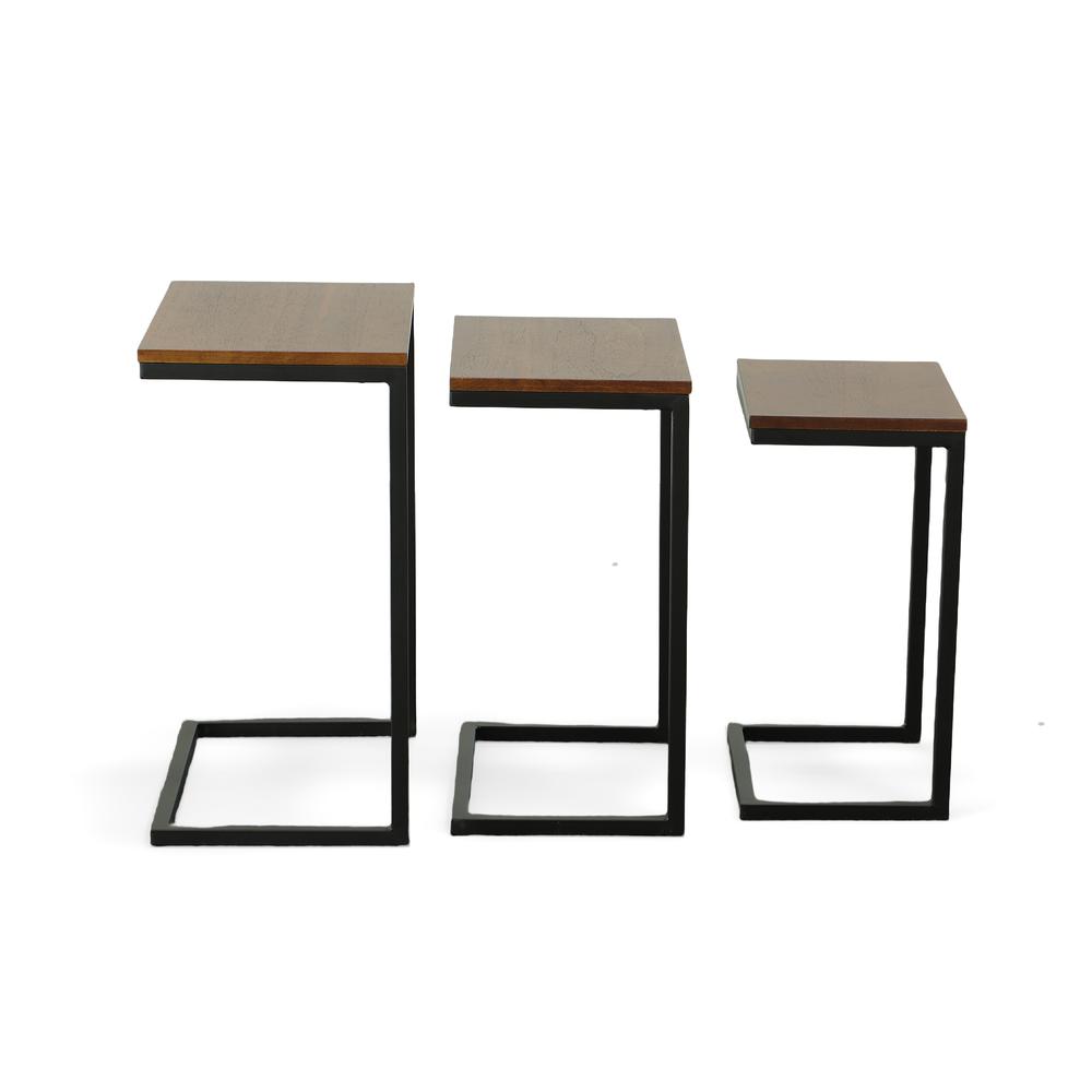 Addison Nesting Table Set - Chestnut Top - Black Base. Picture 2