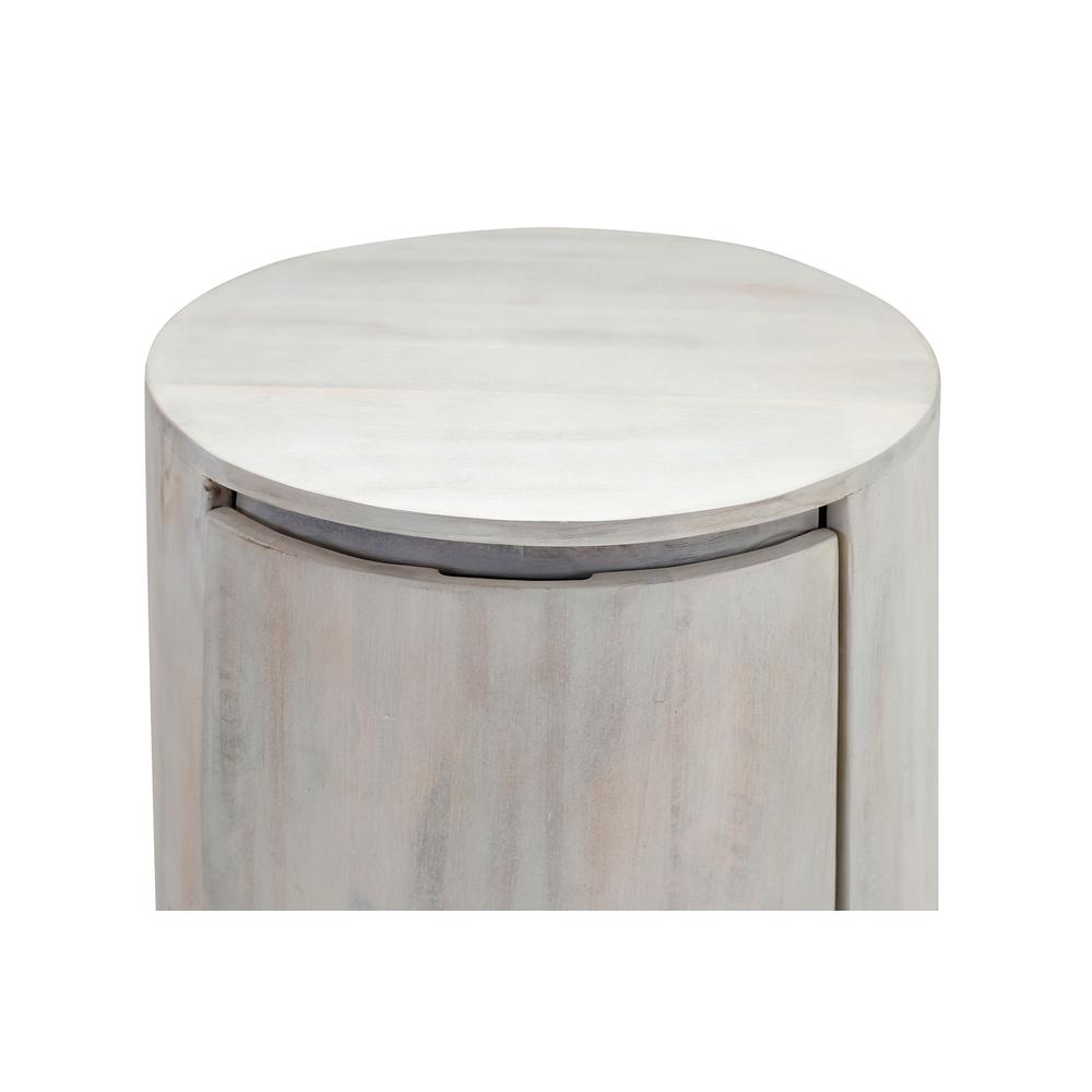 Kingston 2-Drawer 18" Round Nightstand - Whitewash. Picture 6