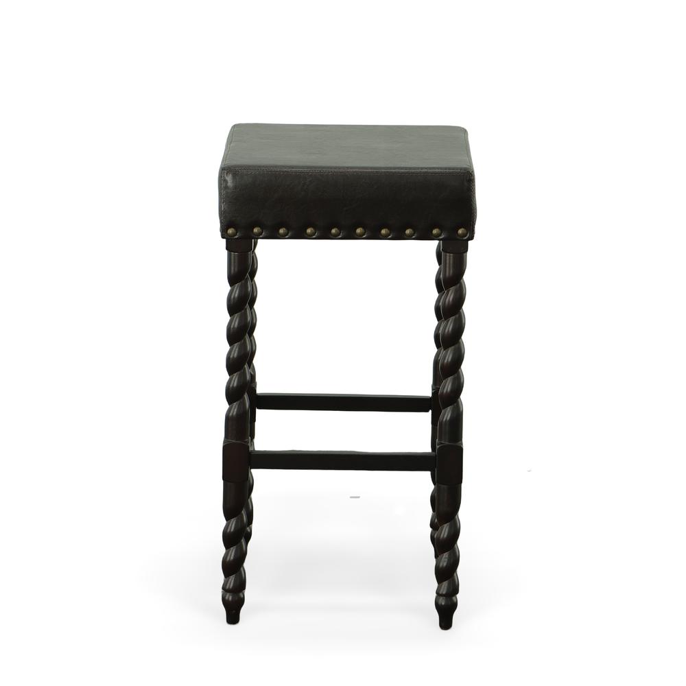 Remick 30" Barstool - Espresso - Brown Leatherette Upholstery. Picture 3