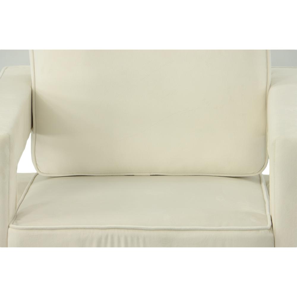 Adadon Velvet Upholstered Armchair - Cream. Picture 4