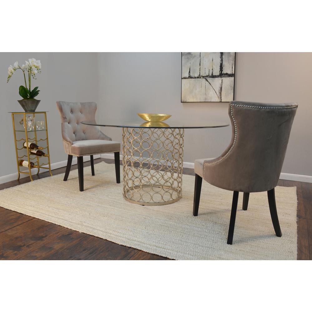 Julia Tufted Back Upholstered Chair - Set of 2 - Espresso - Gray Upholstery. Picture 8