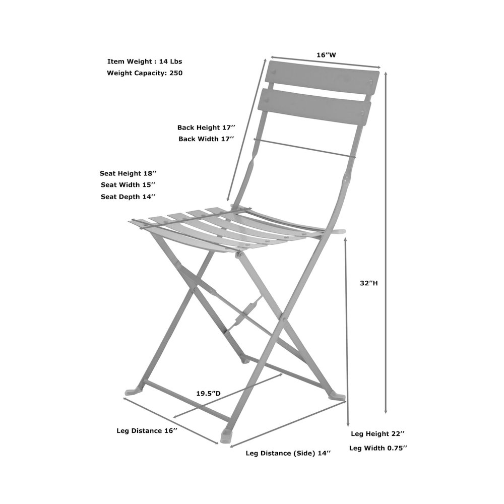 Bistro Folding Outdoor Chair Set - Set of 2 - White. Picture 10