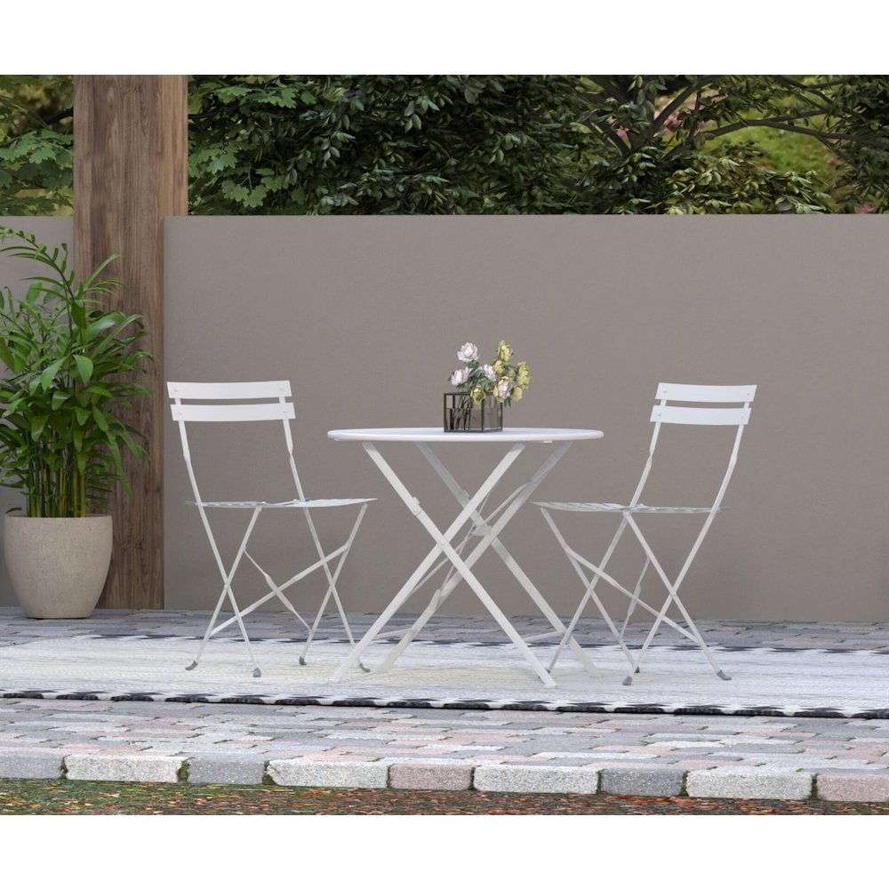 Bistro Folding Outdoor Chair Set - Set of 2 - White. Picture 7