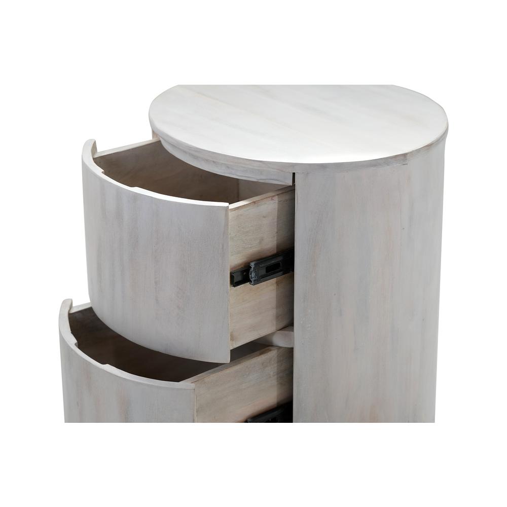Kingston 2-Drawer 18" Round Nightstand - Whitewash. Picture 4