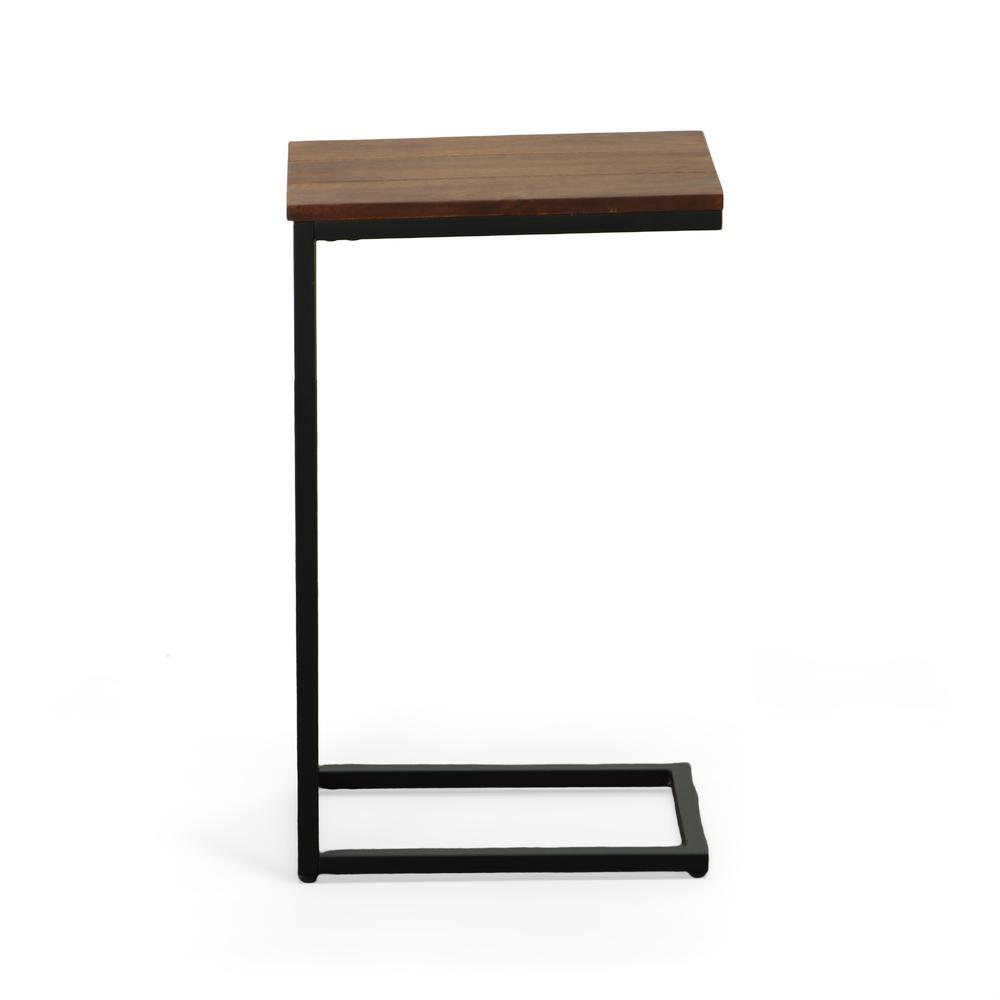 Aggie C-Form Accent Table - Chestnut Top - Black Base. Picture 2