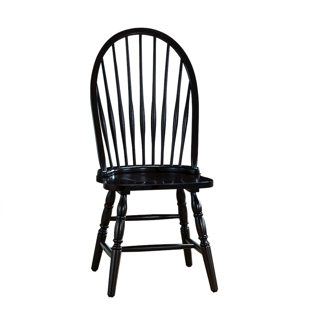 Fairview 30" Pedestal Dining Table with 2 Windsor Dining Chairs - Antique Black. Picture 7