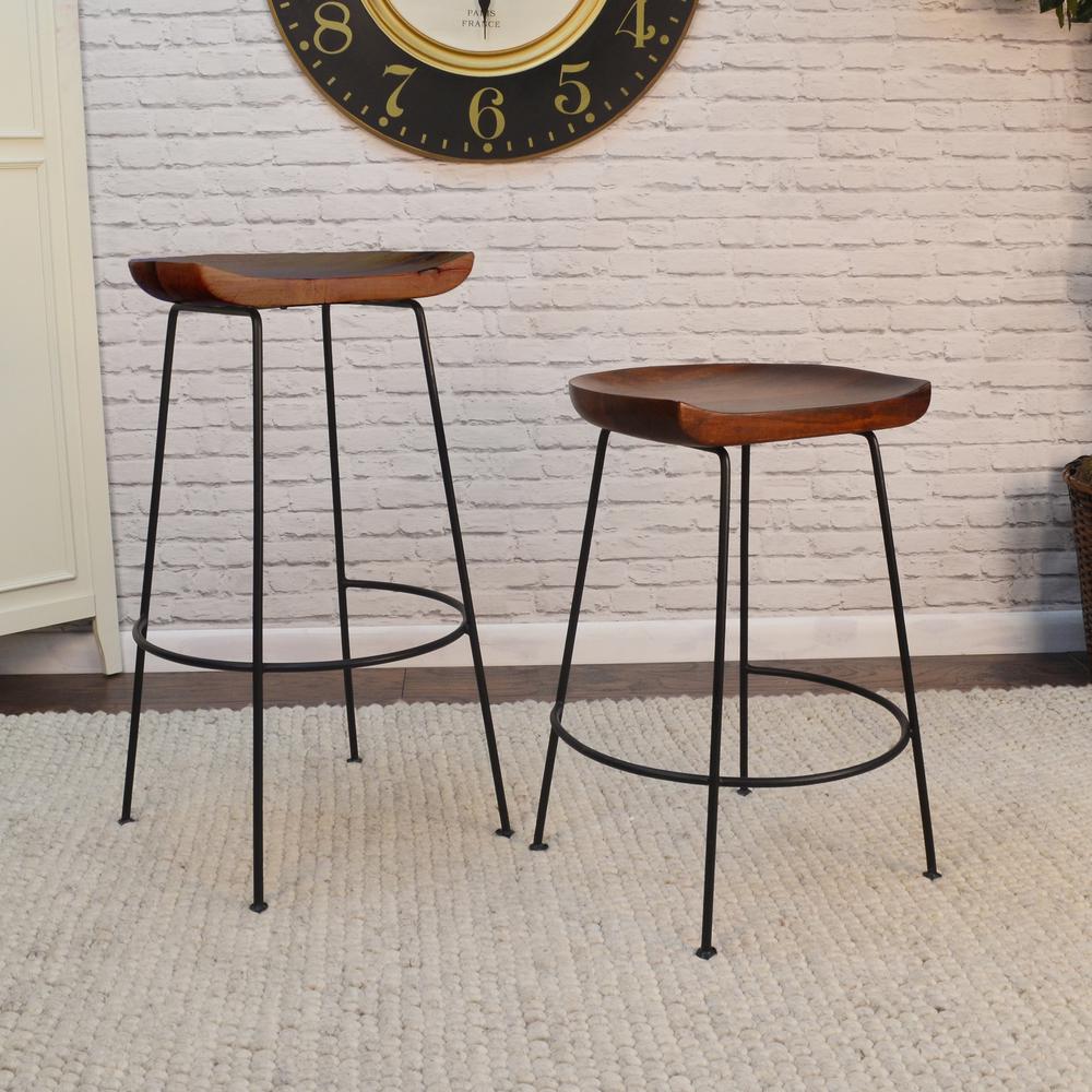 Diya 30.5" Barstool - Set of 2 - Chestnut Seat - Black Base. Picture 6