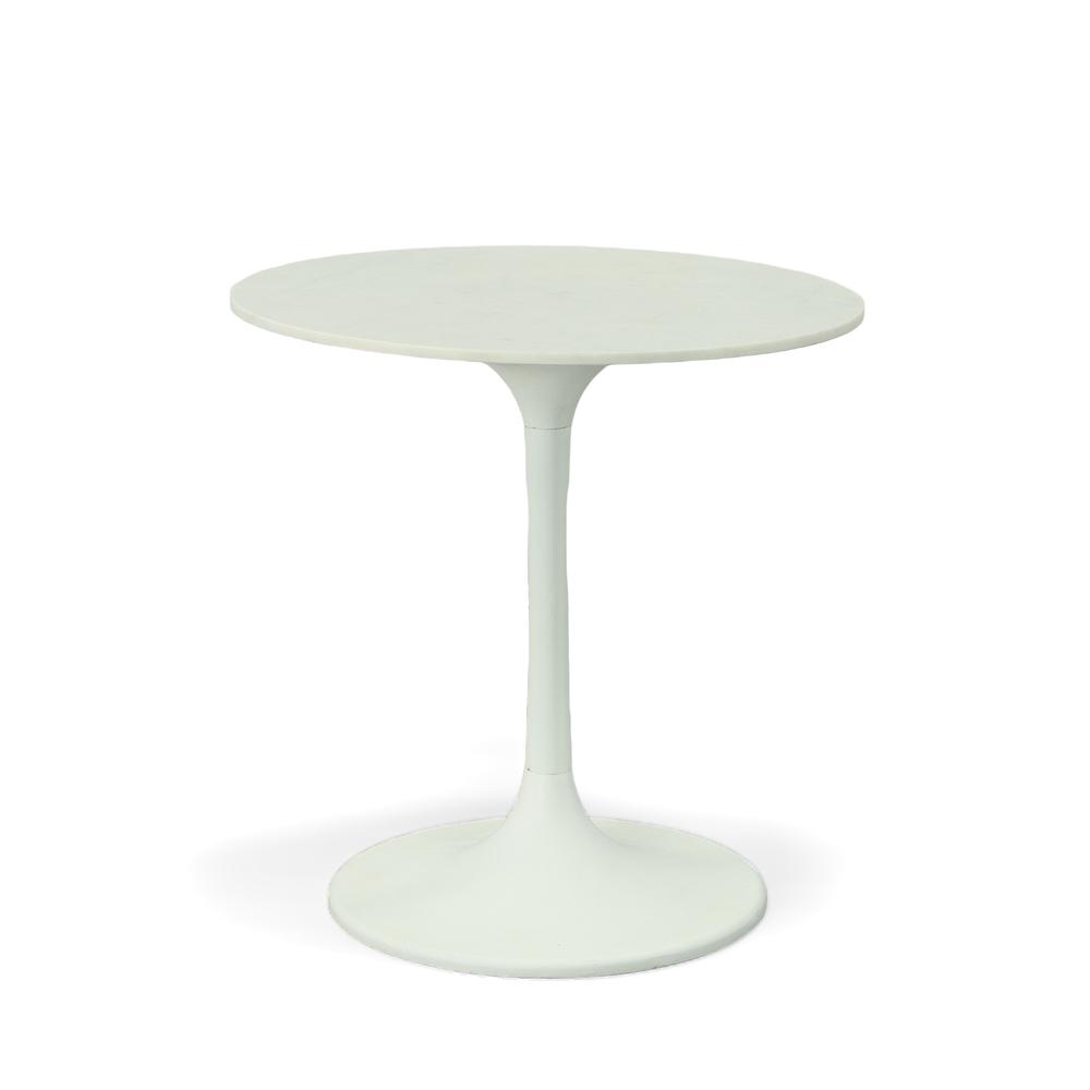 Enzo 30" Round Marble Top Dining Table - White Top - White Base. Picture 1