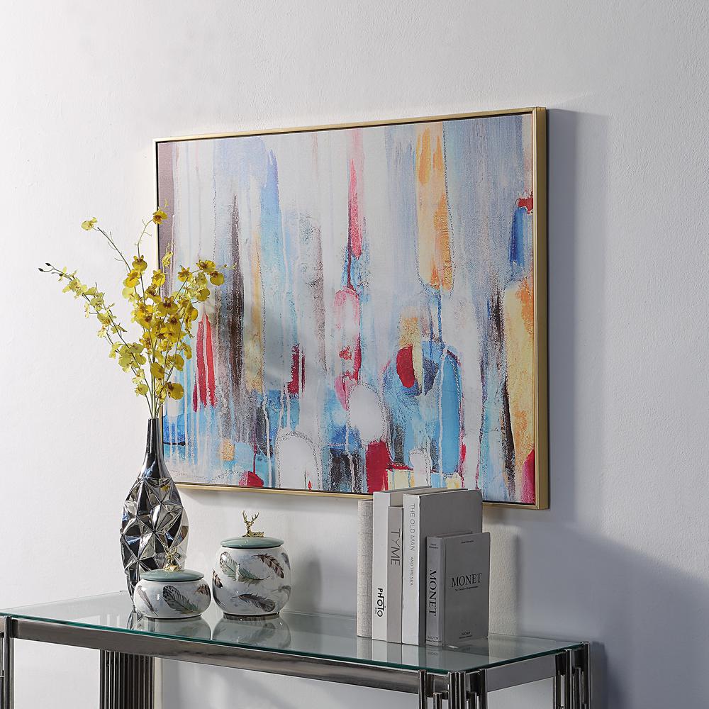 Rainy Forest Abstract Wall Art - Medium - Multicolor - Gold Frame. Picture 3