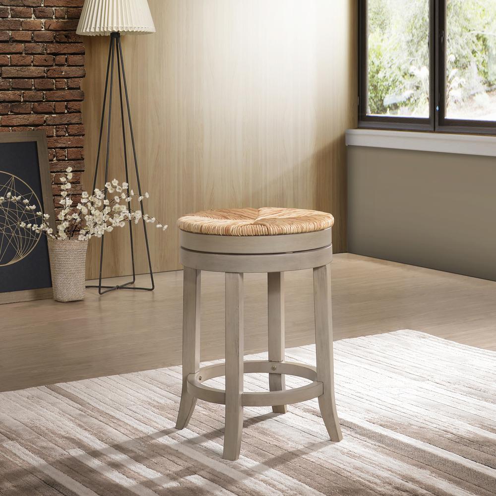 Irving 24" Swivel Rush Seat Counter Stool - Weathered Gray. Picture 3
