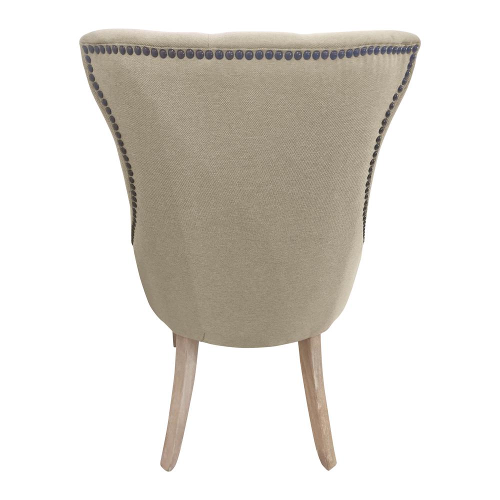 Tufted Back Upholstered Chair - Set of 2 - Natural Driftwood - Linen Upholstery. Picture 3