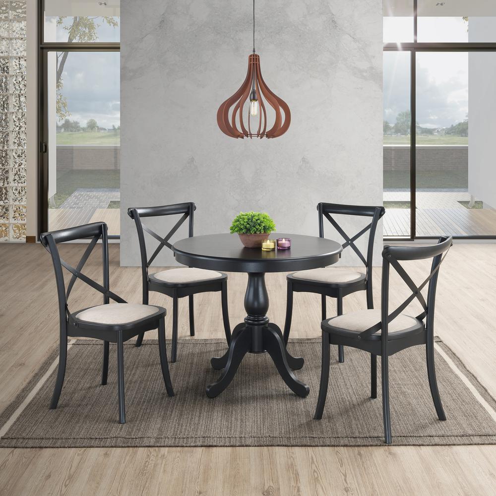 Fairview 42" Round Pedestal Dining Table - Antique Black. Picture 6