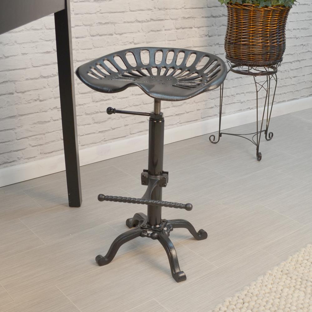 Adjustable Tractor Seat Barstool - Black. Picture 7