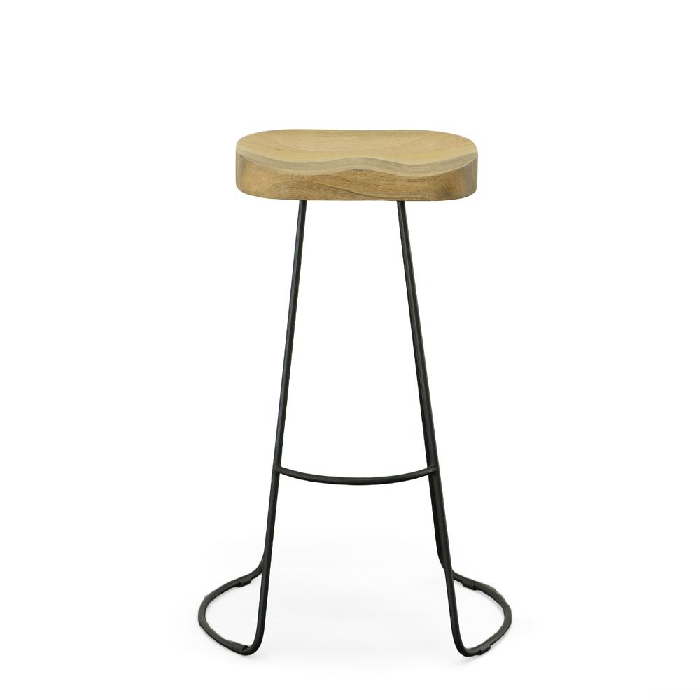 Saga 31" Barstool - Set of 2 - Natural Seat - Black Base. Picture 3