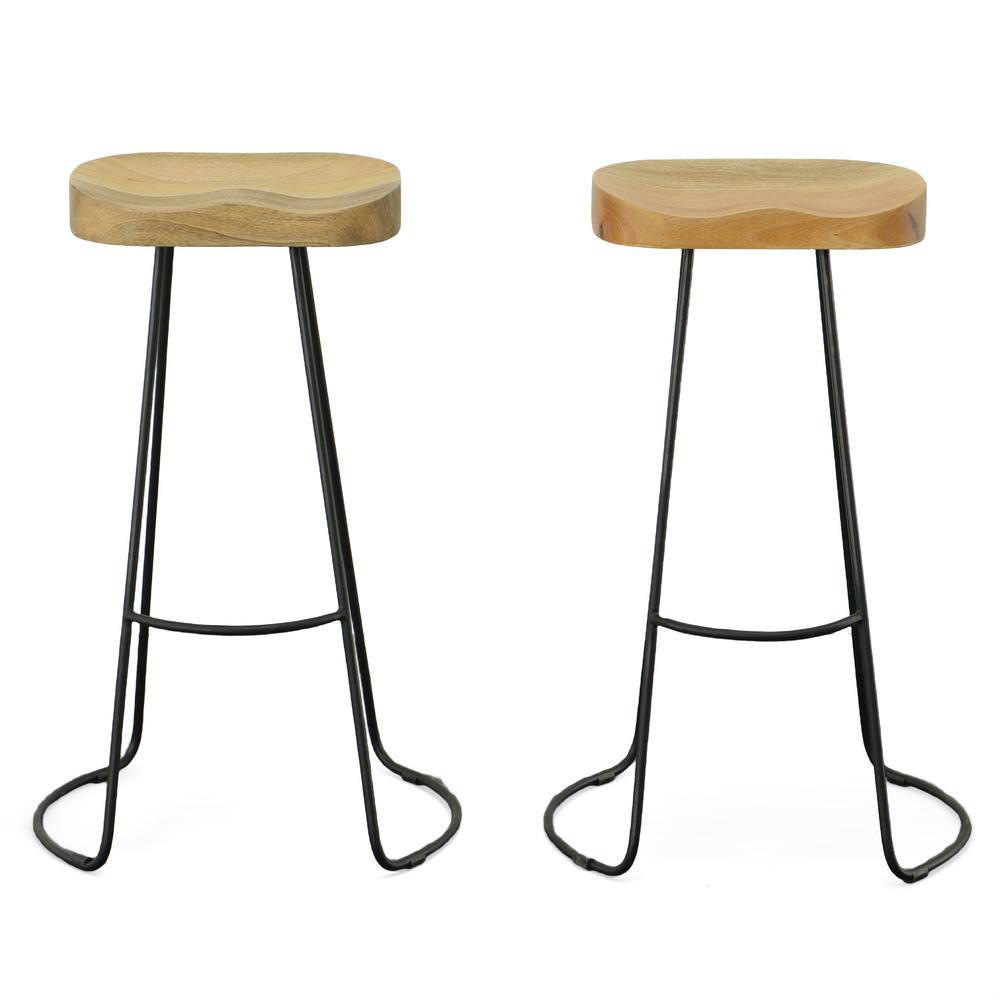 Saga 31" Barstool - Set of 2 - Natural Seat - Black Base. Picture 5