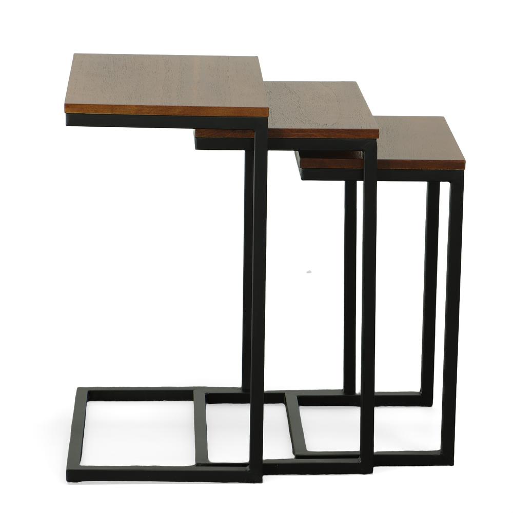 Addison Nesting Table Set - Chestnut Top - Black Base. Picture 1