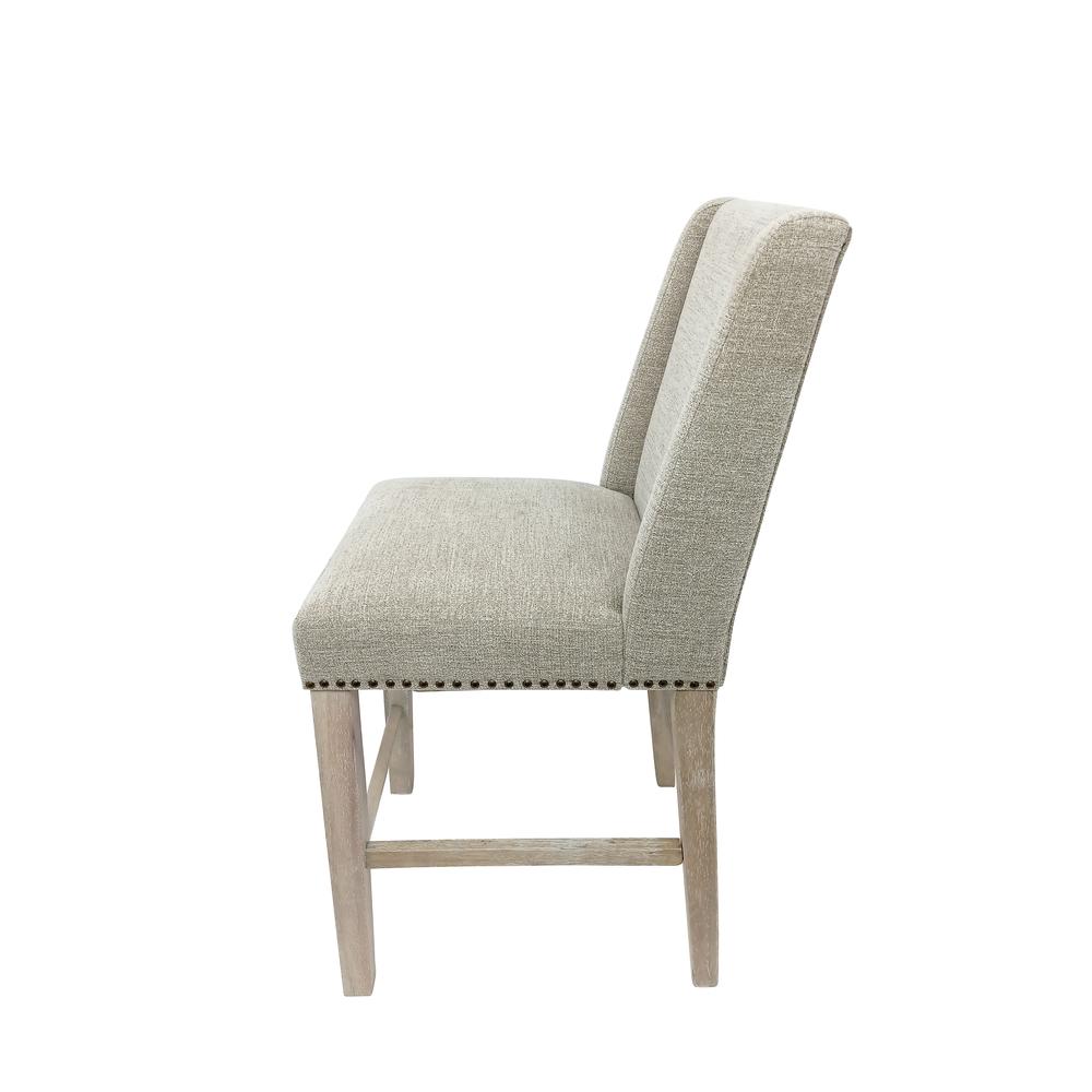 Upholstered 24" Counter Stool - Set of 2 - Natural Driftwood - Fawn Upholstery. Picture 2