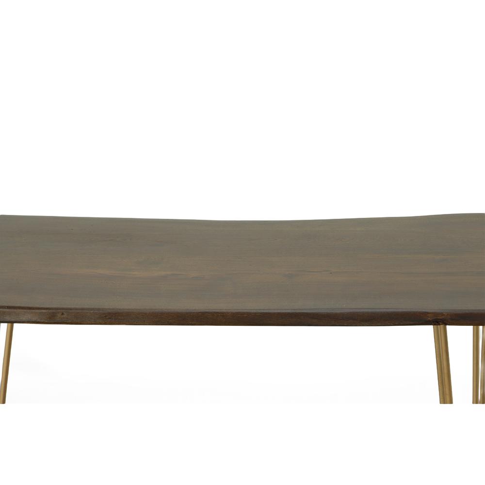 Seti Live Edge Bar Table - Elm Top - Gold Base. Picture 5
