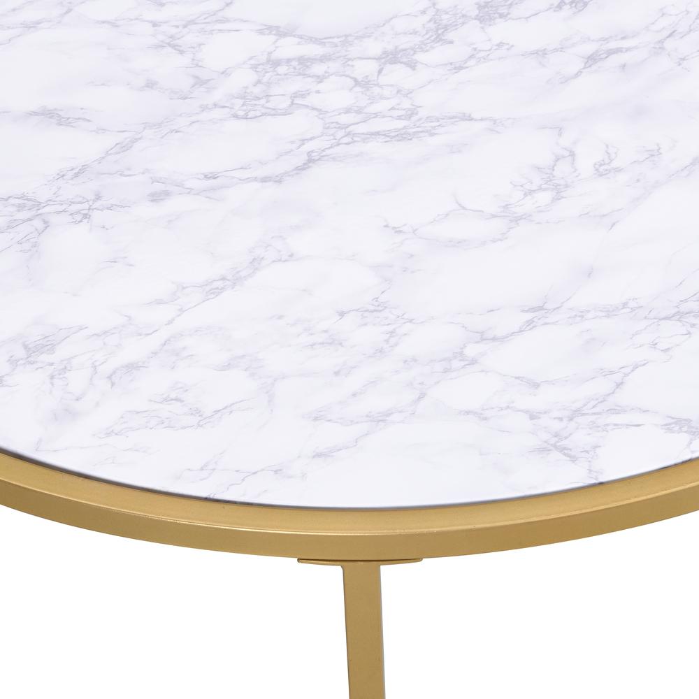 Verazano Faux Marble Top 36" Round Coffee Table - Gold. Picture 3