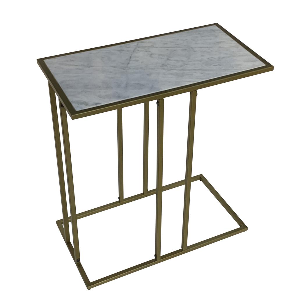 Serena End Table - White Marble - Industrial. Picture 6
