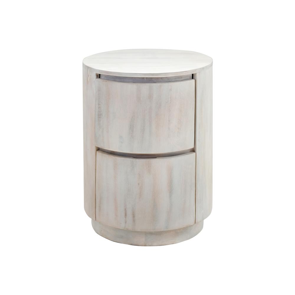 Kingston 2-Drawer 18" Round Nightstand - Whitewash. Picture 2