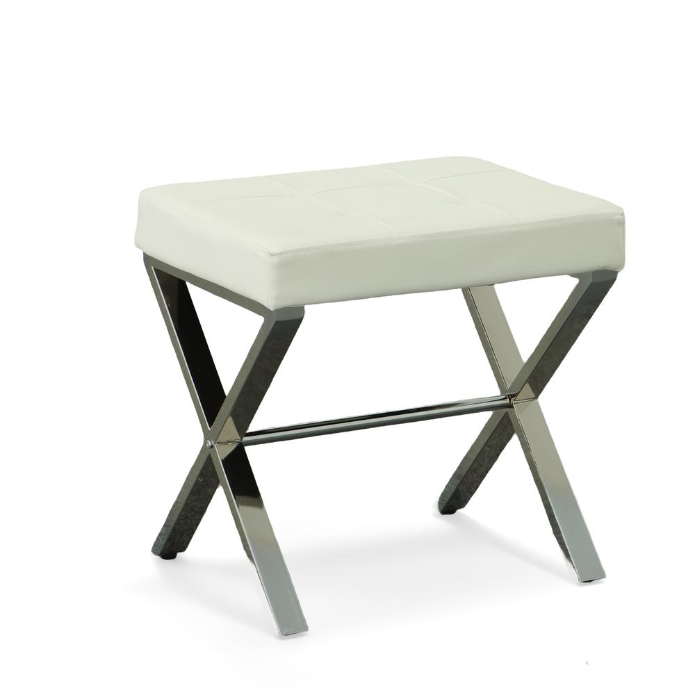 Elisabetta Vanity Bench - White/Chrome. Picture 1