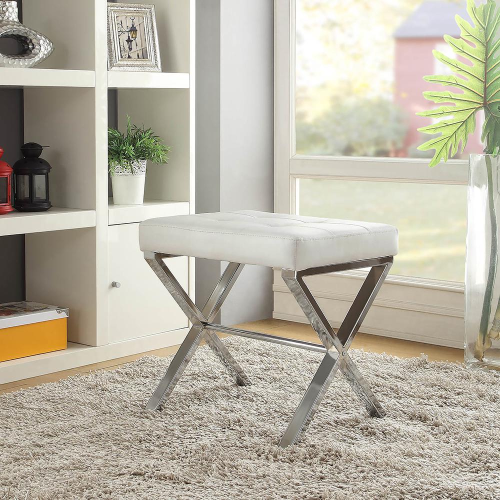 Elisabetta Vanity Bench - White/Chrome. Picture 5