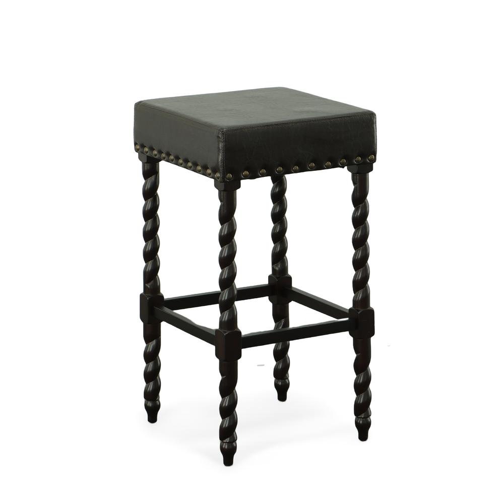 Remick 30" Barstool - Espresso - Brown Leatherette Upholstery. Picture 1